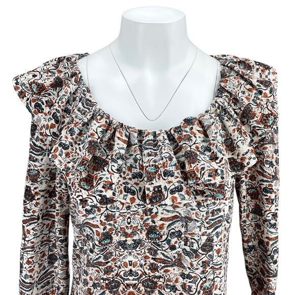 DIANE VON FURSTENBERG 100% Silk Flounce Dress Sz 4 - Picture 2 of 7